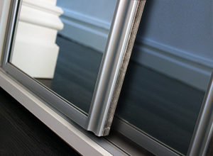 Steel sliding mirror door with brush strip